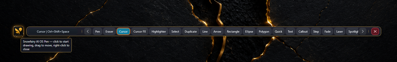 OS Pen annotation toolbar for PDF export workflows